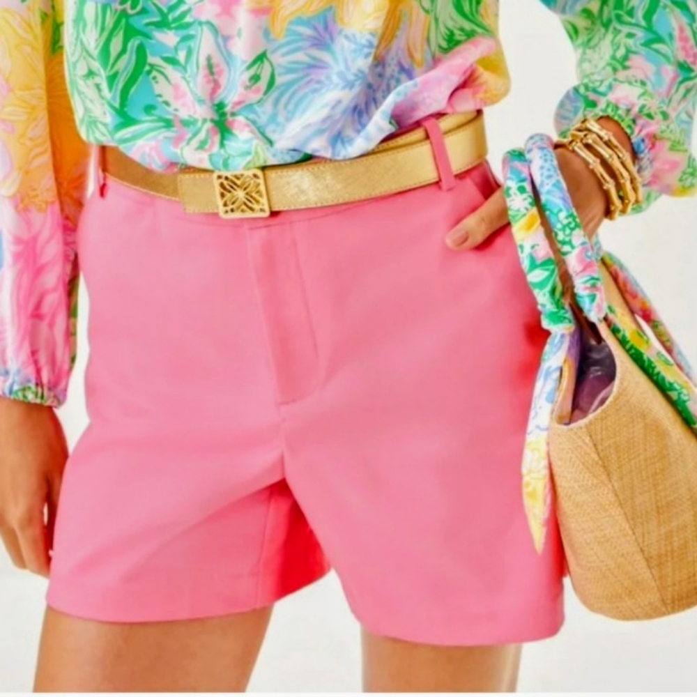 Lilly Pulitzer Gretchen High Rise Shorts Tailored Cotton Blend - Picture 1 of 7